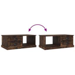 Berkfield Home Coffee Table Smoked Oak 90x50x35 cm Engineered Wood in Brown - Size: 90 x 50 x 35 cm - thumbnail 9