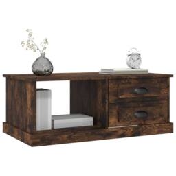 Berkfield Home Coffee Table Smoked Oak 90x50x35 cm Engineered Wood in Brown - Size: 90 x 50 x 35 cm - thumbnail 4