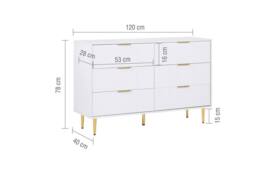 Birlea Zaza White 6 Drawer Chest Fluted Bedroom Storage - thumbnail 6