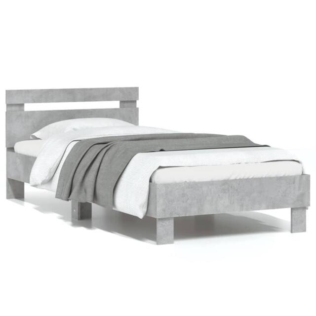 Berkfield Home Bed Frame without Mattress with Headboard Concrete Grey 90x200 cm - image 1