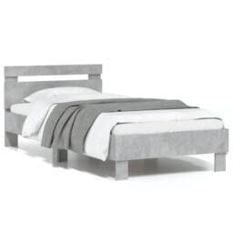 Berkfield Home Bed Frame without Mattress with Headboard Concrete Grey 90x200 cm - thumbnail 1