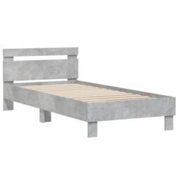 Berkfield Home Bed Frame without Mattress with Headboard Concrete Grey 90x200 cm - thumbnail 2