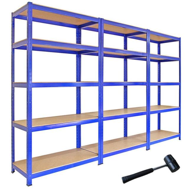 Monstershop 3 x Monster Racking T-Rax Metal Storage Shelves, Blue, 90cm W, 45cm D in Blue - image 1