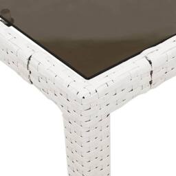 Berkfield Home Garden Table with Glass Top White 90x90x75 cm Poly Rattan - Size: 90 x 90 x 75 cm - thumbnail 9