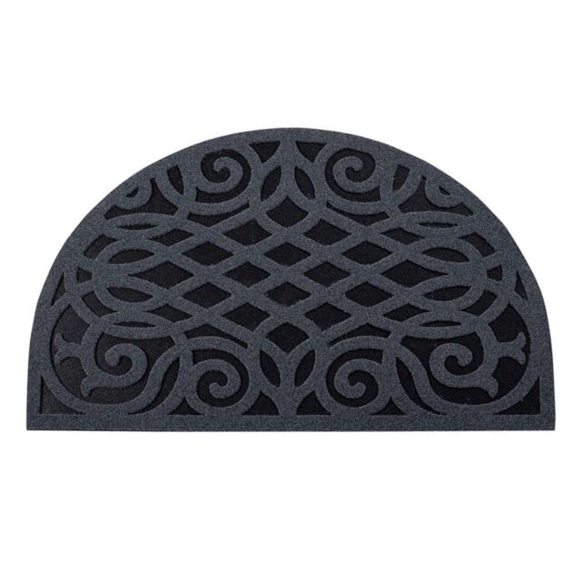 Nicoman Victorian Style Indoor Half Moon Door Mat 75x44cm - Grey - Size: 45 cm x 75 cm - image 1