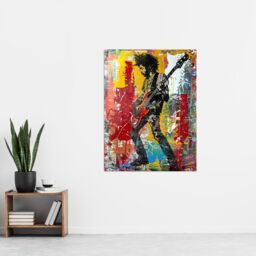 "Artery8 Colourful Bassist Rocker Portrait Street Art Wall Art Print - Size: W12"" x H16""" - thumbnail 4