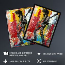 "Artery8 Colourful Bassist Rocker Portrait Street Art Wall Art Print - Size: W12"" x H16""" - thumbnail 2