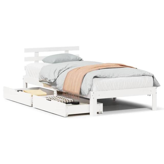 Berkfield Home Bed Frame with Drawers without Mattress White90x200 cm in White - Size: 90x200 cm - image 1
