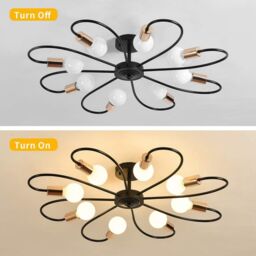 Garwarm 8-Light Industrial Vintage Metal Chandelier for Kitchen Living Room in Black - thumbnail 3