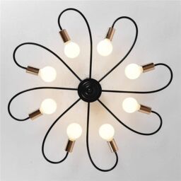 Garwarm 8-Light Industrial Vintage Metal Chandelier for Kitchen Living Room in Black - thumbnail 6