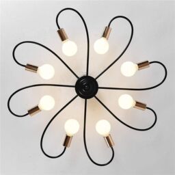 Garwarm 8-Light Industrial Vintage Metal Chandelier for Kitchen Living Room in Black - thumbnail 4