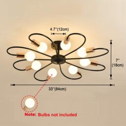 Garwarm 8-Light Industrial Vintage Metal Chandelier for Kitchen Living Room in Black - thumbnail 5
