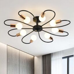 Garwarm 8-Light Industrial Vintage Metal Chandelier for Kitchen Living Room in Black