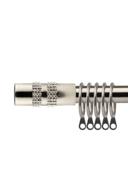 New Edge Blinds 16-19mm Sparkle Extendable Durable Metal Curtain Pole Set in Silver - Size: 120 cm - 210 cm - image 1