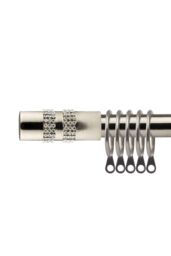 New Edge Blinds 16-19mm Sparkle Extendable Durable Metal Curtain Pole Set in Silver - Size: 120 cm - 210 cm - thumbnail 1