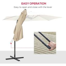 OUTSUNNY Outdoor Market Table 3(m) Parasol Umbrella Sun Shade with 8 Ribs in Cream - thumbnail 4