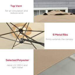 OUTSUNNY Outdoor Market Table 3(m) Parasol Umbrella Sun Shade with 8 Ribs in Cream - thumbnail 6