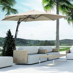 OUTSUNNY Outdoor Market Table 3(m) Parasol Umbrella Sun Shade with 8 Ribs in Cream - thumbnail 1