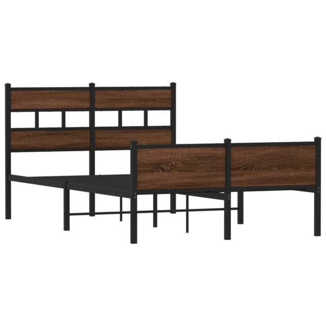 Berkfield Home Elegant Bed Frame without Mattress Brown Oak 120x200 cm Engineere - Size: Small Double - image 1