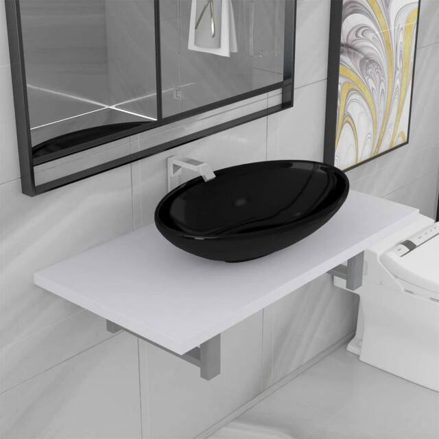 Berkfield Home Two Piece Bathroom Furniture Set Ceramic White - image 1