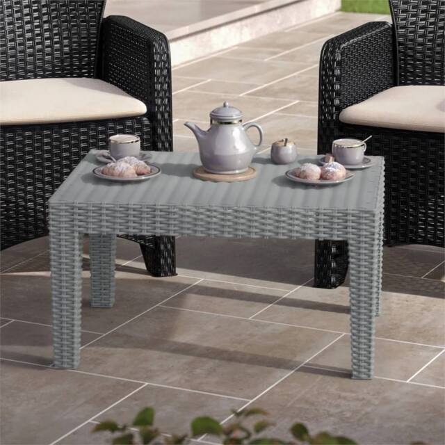 SPETLEK Grey Rattan Coffee Table Wood Look Top Outdoor Garden - image 1