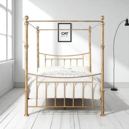 OAT Home Westminster Victorian Style Antique Brass Effect 4 Poster Canopy Bed Frame in Bronze - Size: Double - thumbnail 2