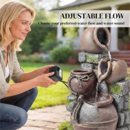 Nordara 4-Tier Outdoor Garden Water Fountain Decor with LED Lights in Brown - Size: 100 cm x 60 cm - thumbnail 5