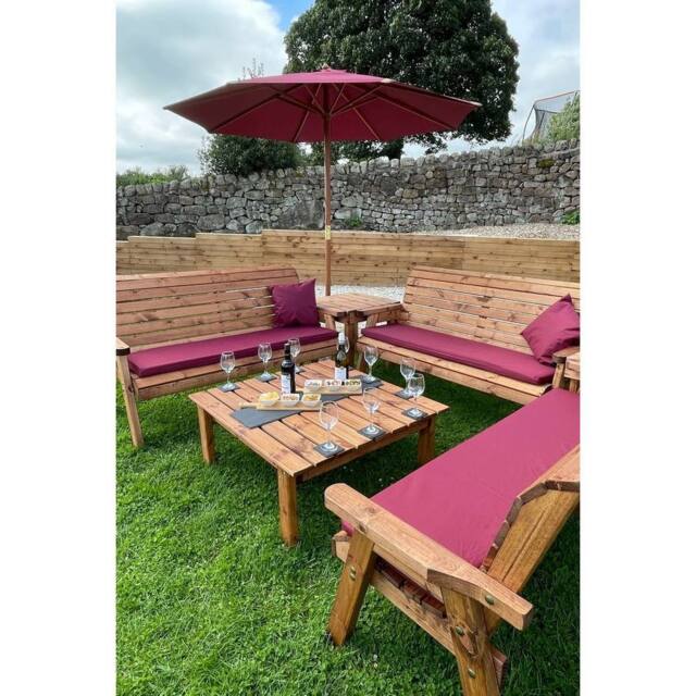 Charles Taylor Nine Seater Balmoral Deluxe Garden Furniture Set - Fully Assembled in Light Brown - image 1