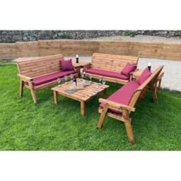 Charles Taylor Nine Seater Balmoral Deluxe Garden Furniture Set - Fully Assembled in Light Brown - thumbnail 3