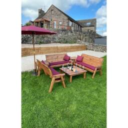 Charles Taylor Nine Seater Balmoral Deluxe Garden Furniture Set - Fully Assembled in Light Brown - thumbnail 2