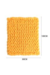 Living and Home 80x100cm Thick Knitted Blankets Warm Breathable in Yellow - Size: 80x100 cm - thumbnail 2