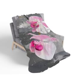 Warren Reed - Designer Pink Orchids Splashart Sherpa Blanket - Size: Large - thumbnail 2