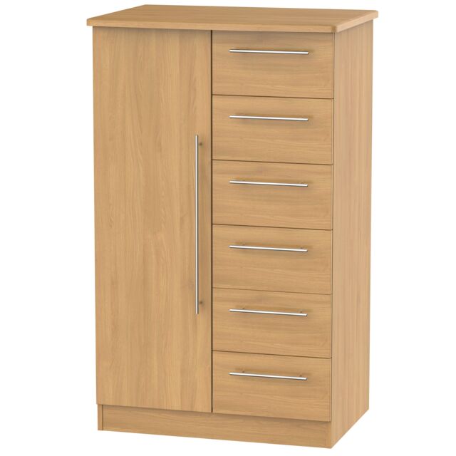 Ready Assembled 2 U Carlton 1 Door 5 Drawer Childrens Wardrobe (Ready Assembled) in Natural - image 1