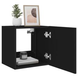 Berkfield Home TV Wall Cabinets with LED Lights 2 pcs Black 40.5x35x40 cm - thumbnail 6