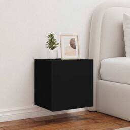 Berkfield Home TV Wall Cabinets with LED Lights 2 pcs Black 40.5x35x40 cm - thumbnail 2