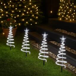 Marco Paul 4pc Christmas Spiral Tree LED Stake Lights in White - Size: 50 cm x 15 cm - thumbnail 7