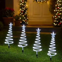 Marco Paul 4pc Christmas Spiral Tree LED Stake Lights in White - Size: 50 cm x 15 cm - thumbnail 4