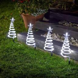 Marco Paul 4pc Christmas Spiral Tree LED Stake Lights in White - Size: 50 cm x 15 cm - thumbnail 1