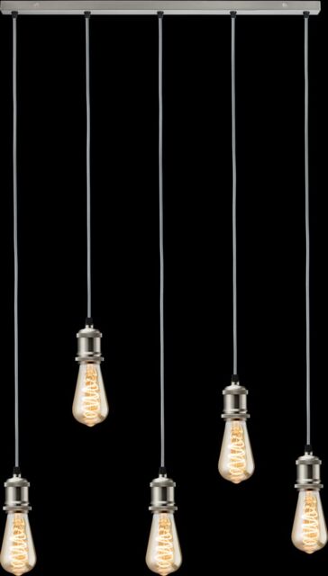 Netlighting Knightsbridge CALLA 230V E27 Vintage 5 Light Bar Pendant Brushed Chrome CALVI5BBC in Grey - image 1