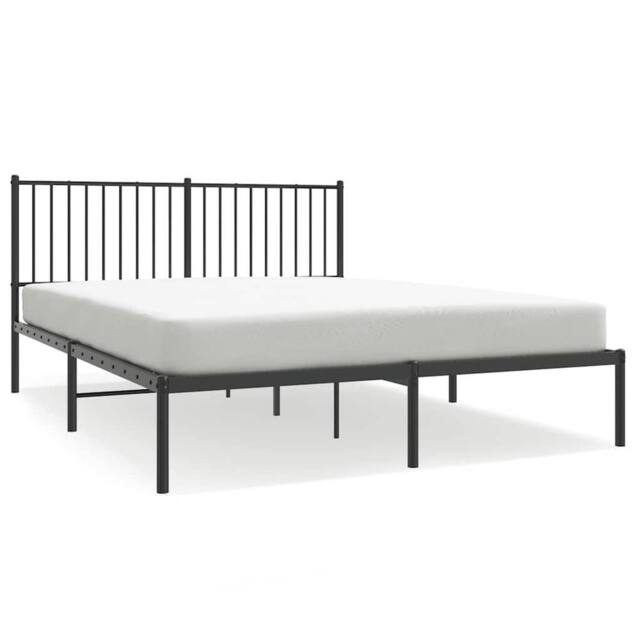 Berkfield Home Metal Bed Frame with Headboard Black 150x200 cm King Size - image 1