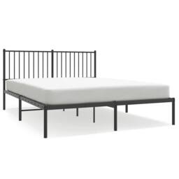 Berkfield Home Metal Bed Frame with Headboard Black 150x200 cm King Size - thumbnail 1