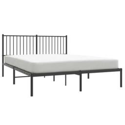 Berkfield Home Metal Bed Frame with Headboard Black 150x200 cm King Size - thumbnail 5