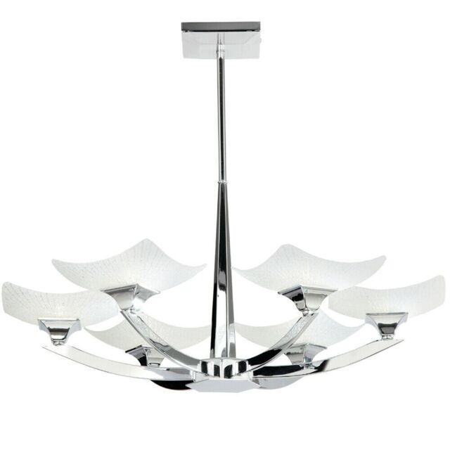 Loops Semi Flush Ceiling Light Chrome & Scavo Glass 6 Bulb Hanging Pendant Lamp Shade in Clear - image 1