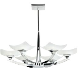 Loops Semi Flush Ceiling Light Chrome & Scavo Glass 6 Bulb Hanging Pendant Lamp Shade in Clear - thumbnail 1
