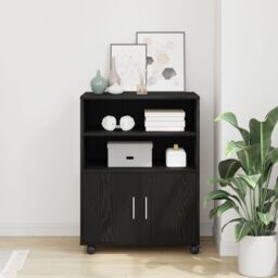 Berkfield Home Rolling Cabinet Black Oak 60x48x81 cm Engineered Wood - Size: 60 x 48 x 81 cm - thumbnail 1