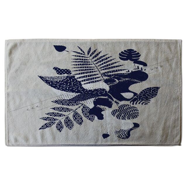 Benjamin Tate Design Prints Of Navy Autumn Leaves Soft Bath Towel in Blue - image 1