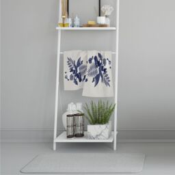 Benjamin Tate Design Prints Of Navy Autumn Leaves Soft Bath Towel in Blue - thumbnail 2