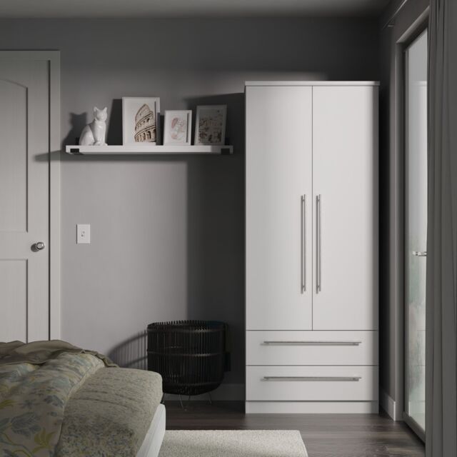 Ready Assembled 2 U Carlton 2 Door 2 Drawer Wardrobe (Ready Assembled) in Grey - Size: Large - image 1