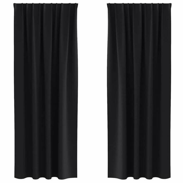 Berkfield Home Curtains with Curtains 2 pcs Black 245 x 140 cm Polyester - image 1