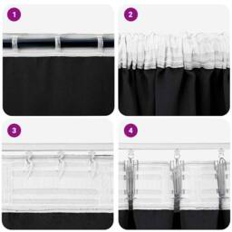 Berkfield Home Curtains with Curtains 2 pcs Black 245 x 140 cm Polyester - thumbnail 7